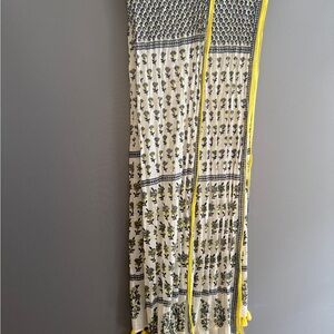 LOFT Cream, Black & Yellow Floral Print Scarf